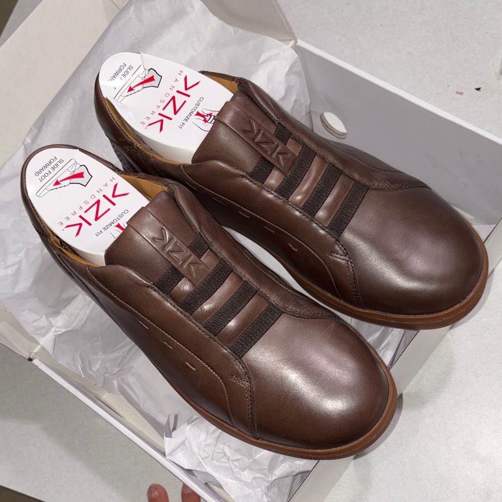 Zizik Men's Dark Brown Leather Slip-On Loafers coffee gum 9.5